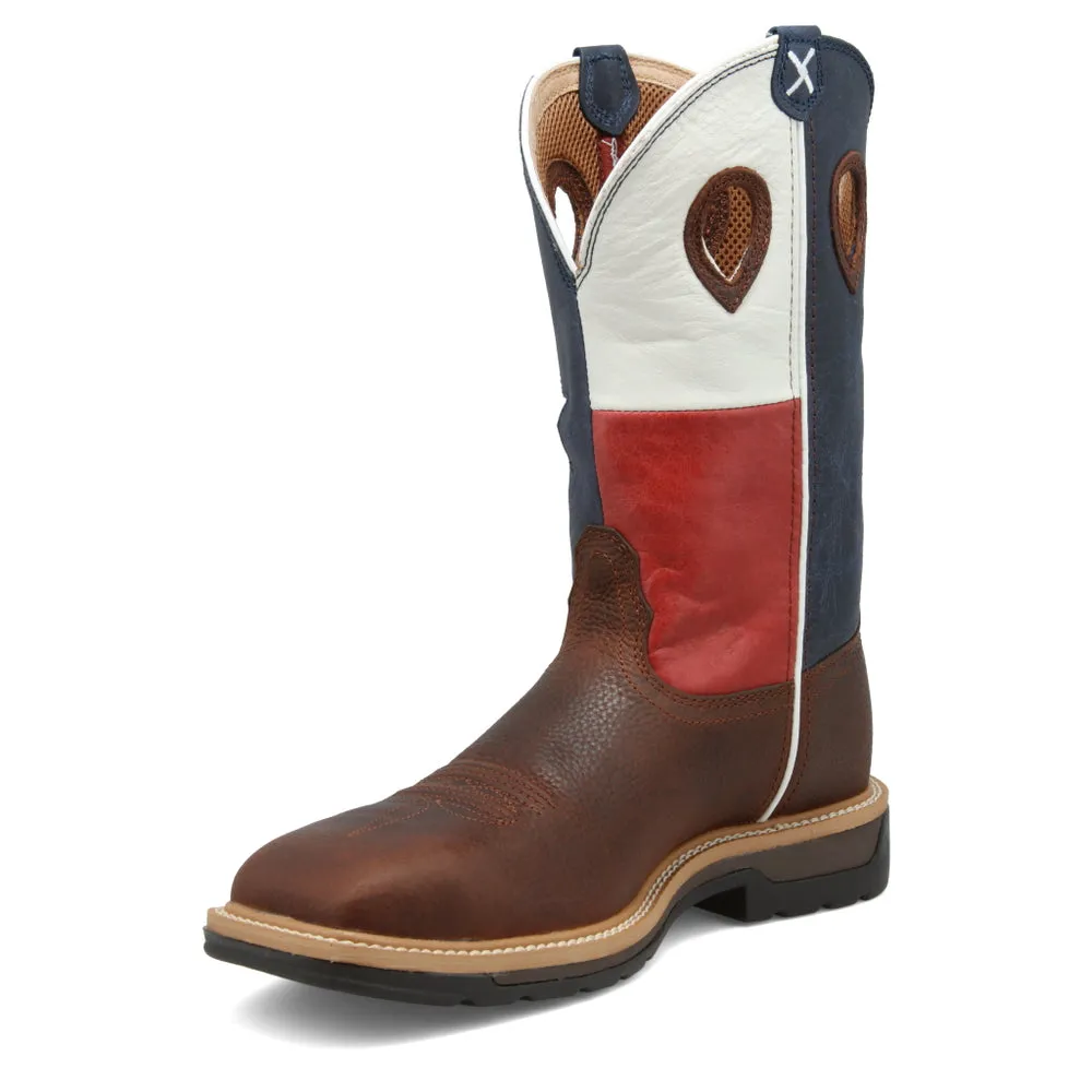 Twisted X 12″ Western Work Boot Brown / Texas Flag